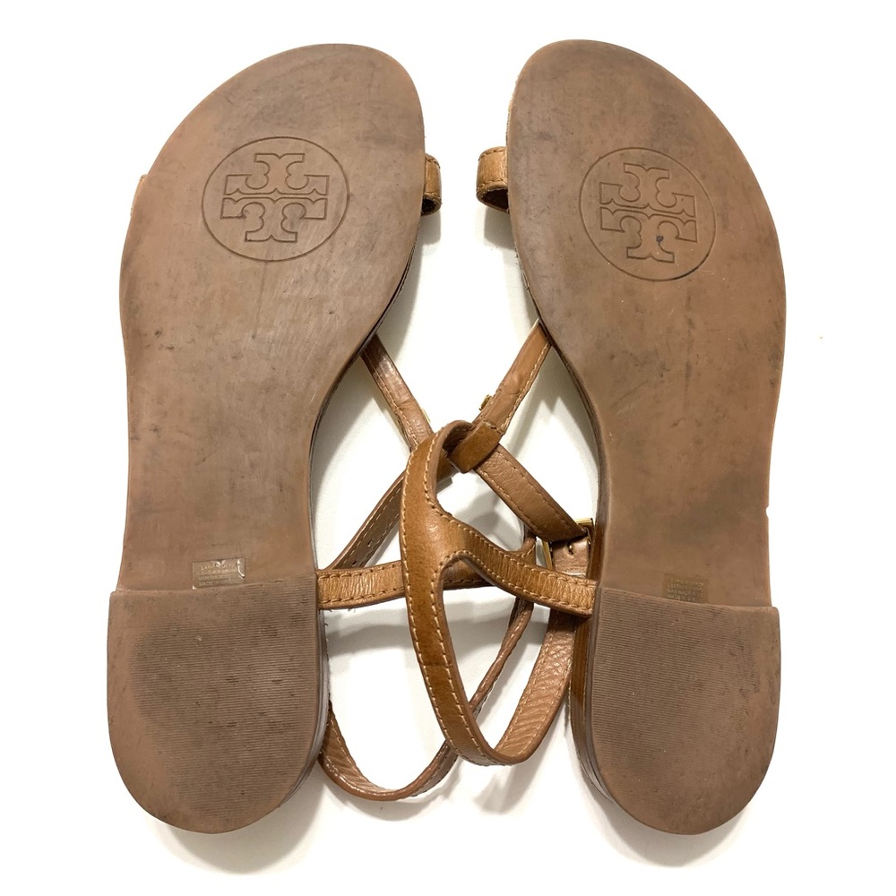 Women's Tan Leather T-Strap Sandals, Size 8 - Picture 15 of 15